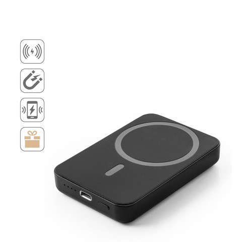 AMPERE 5. POWER BANK MAGNÉTICO DE 5'000 MAH CON CARGADOR INALÁMBRICO SUPERRÁPIDO DE 15W EN ABS RECICLADO (100% RABS)