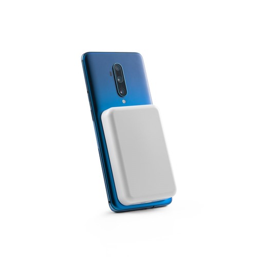 white AMPERE 5. Power bank magnético de 5'000 mAh con cargador inalámbrico superrápido de 15W en ABS reciclado (100% rABS)
