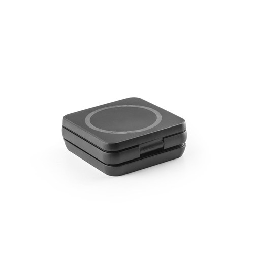 black BROGLIE. Cargador inalámbrico magnético 4 en 1 de 15 W ultrarrápido en ABS reciclado (100% rABS)