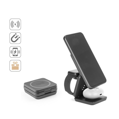 BROGLIE. CARGADOR INALÁMBRICO MAGNÉTICO 4 EN 1 DE 15 W ULTRARRÁPIDO EN ABS RECICLADO (100% RABS)