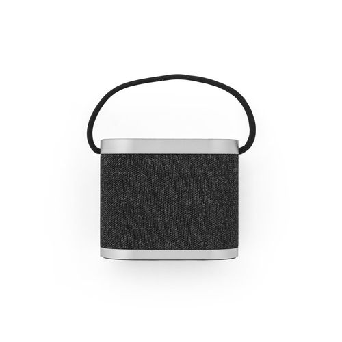 gris oscuro GUETTA. Altavoz portátil de 5 W con cargador inalámbrico ultrarrápido de 15 W y 2 h de duración de batería fabricado en bambú y PET reciclado (100% rPET)