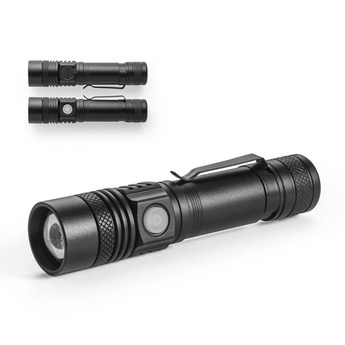 UNGAR. Linterna de aluminio reciclado (100% rAL) recargable de 5 W, Merchandising, artículos personalizados para tu promoción de marca