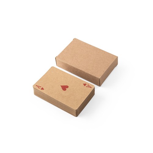 FISCHER. Baraja de 54 cartas clásicas en papel kraft, con material certificado FSC™ y otros materiales controlados