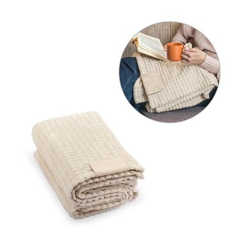CELINE. Couverture en polyester recyclé (100% rPET) avec détail cousu pour la personnalisation, RIONDET SERIPUB, EYBENS