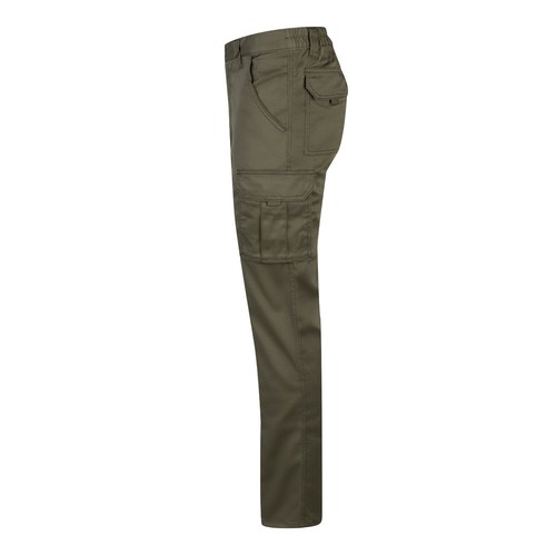 verde militar VL LUGH. Pantalón elástico multibolsillos (240g/m²) en algodón (46%), EME (38%) y poliéster (16%)