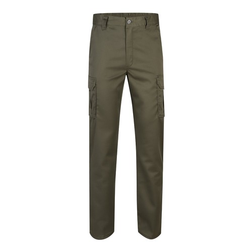 verde militar VL LUGH. Pantalón elástico multibolsillos (240g/m²) en algodón (46%), EME (38%) y poliéster (16%)