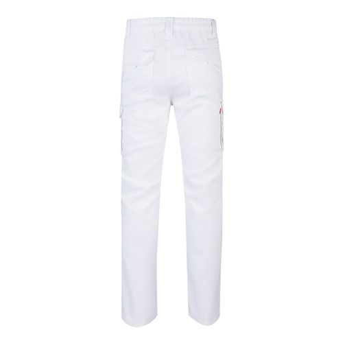 white VL LUGH. Pantalón elástico multibolsillos (240g/m²) en algodón (46%), EME (38%) y poliéster (16%)
