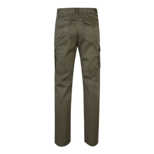 verde militar VL LUGH. Pantalón elástico multibolsillos (240g/m²) en algodón (46%), EME (38%) y poliéster (16%)