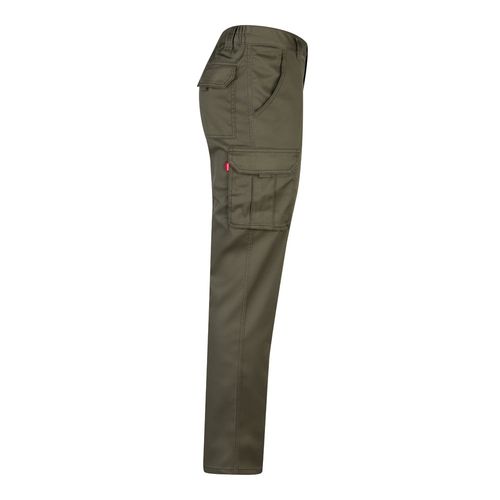 verde militar VL LUGH. Pantalón elástico multibolsillos (240g/m²) en algodón (46%), EME (38%) y poliéster (16%)