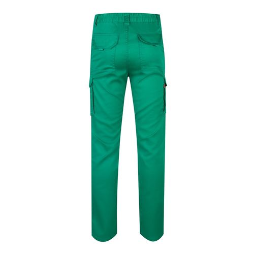green VL LUGH. Pantalón elástico multibolsillos (240g/m²) en algodón (46%), EME (38%) y poliéster (16%)