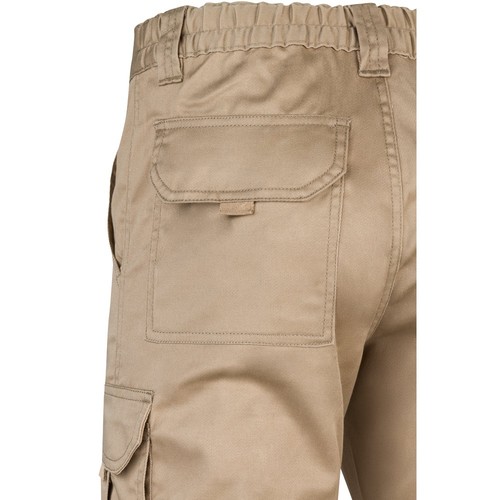 VL LUGH. Pantalón elástico multibolsillos (240g/m²) en algodón (46%), EME (38%) y poliéster (16%)