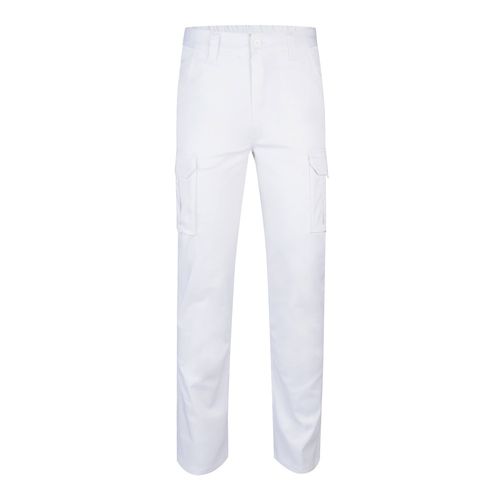 white VL LUGH. Pantalón elástico multibolsillos (240g/m²) en algodón (46%), EME (38%) y poliéster (16%)