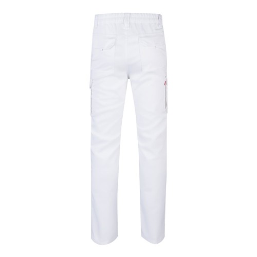 white VL LUGH. Pantalón elástico multibolsillos (240g/m²) en algodón (46%), EME (38%) y poliéster (16%)