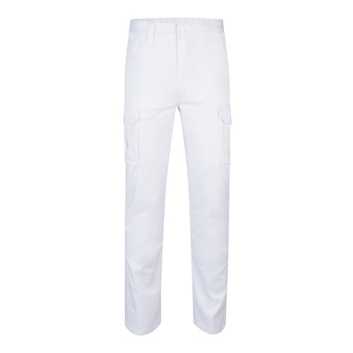 white VL LUGH. Pantalón elástico multibolsillos (240g/m²) en algodón (46%), EME (38%) y poliéster (16%)