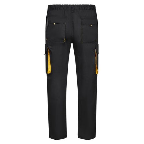 negro/amarillo VL HYPNOS. Pantalón de sarga multibolsillos bicolor (200g/m²), en algodón (35%) y poliéster (65%)
