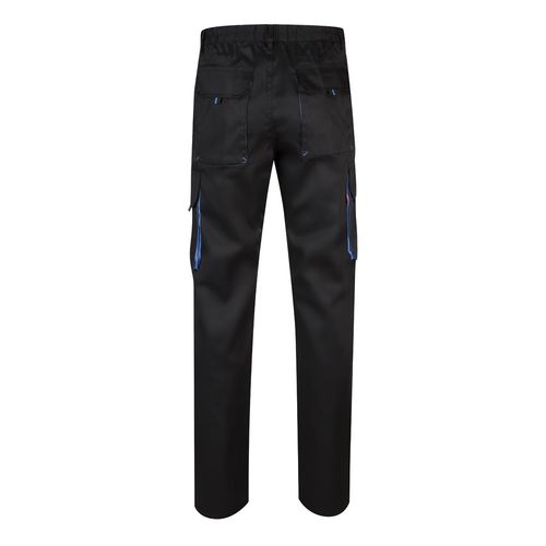 negro/azul claro VL HYPNOS. Pantalón de sarga multibolsillos bicolor (200g/m²), en algodón (35%) y poliéster (65%)