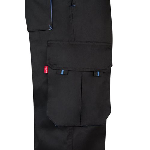 negro/azul claro VL HYPNOS. Pantalón de sarga multibolsillos bicolor (200g/m²), en algodón (35%) y poliéster (65%)
