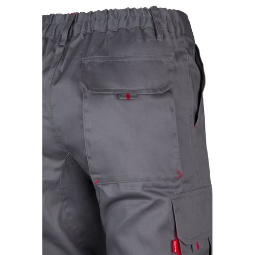gris/rojo VL HYPNOS. Pantalón de sarga multibolsillos bicolor (200g/m²), en algodón (35%) y poliéster (65%)