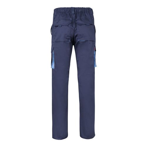azul marino/azul claro VL HYPNOS. Pantalón de sarga multibolsillos bicolor (200g/m²), en algodón (35%) y poliéster (65%)