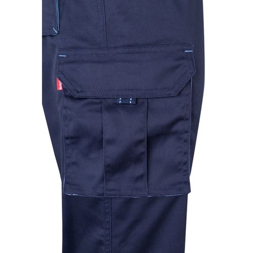 azul marino/azul claro VL HYPNOS. Pantalón de sarga multibolsillos bicolor (200g/m²), en algodón (35%) y poliéster (65%)