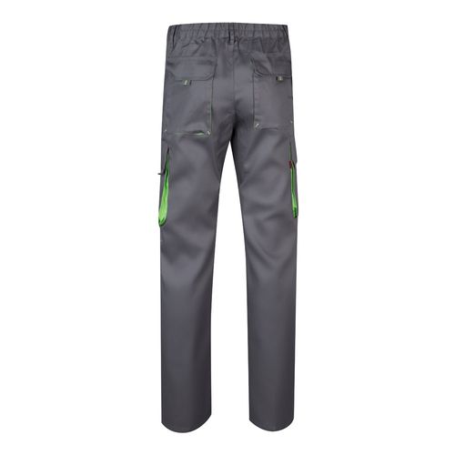 gris/verde VL HYPNOS. Pantalón de sarga multibolsillos bicolor (200g/m²), en algodón (35%) y poliéster (65%)