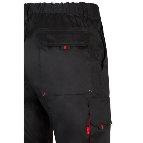 negro/rojo VL HYPNOS. Pantalón de sarga multibolsillos bicolor (200g/m²), en algodón (35%) y poliéster (65%)