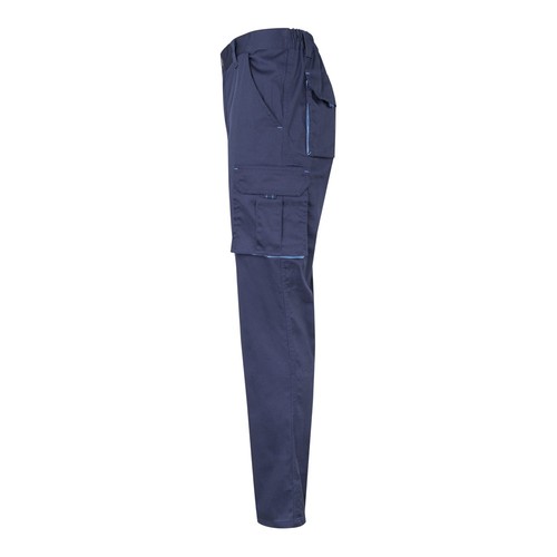 azul marino/azul claro VL HYPNOS. Pantalón de sarga multibolsillos bicolor (200g/m²), en algodón (35%) y poliéster (65%)