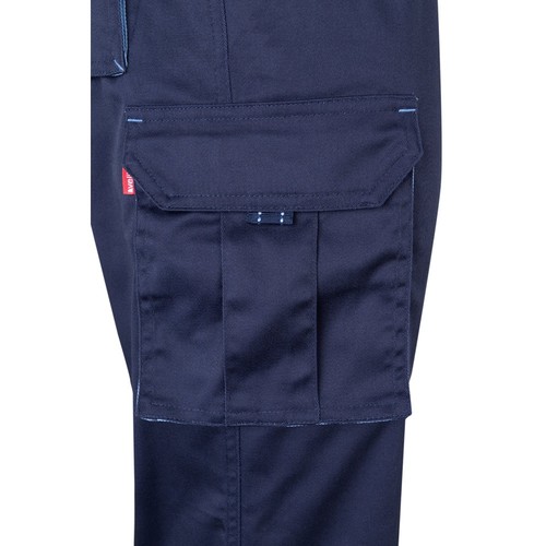 azul marino/azul claro VL HYPNOS. Pantalón de sarga multibolsillos bicolor (200g/m²), en algodón (35%) y poliéster (65%)