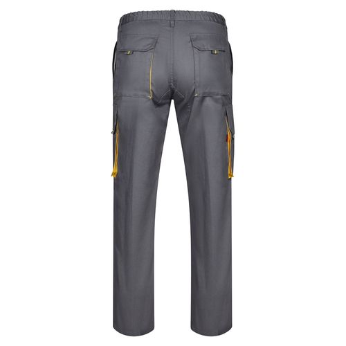 gris/amarillo VL HYPNOS. Pantalón de sarga multibolsillos bicolor (200g/m²), en algodón (35%) y poliéster (65%)