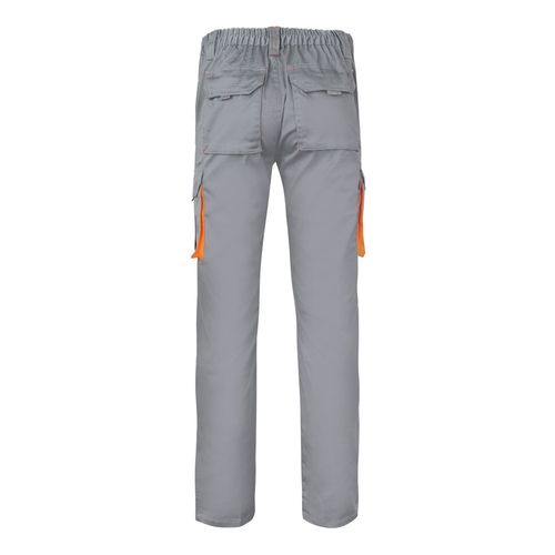 gris/naranja VL HYPNOS. Pantalón de sarga multibolsillos bicolor (200g/m²), en algodón (35%) y poliéster (65%)