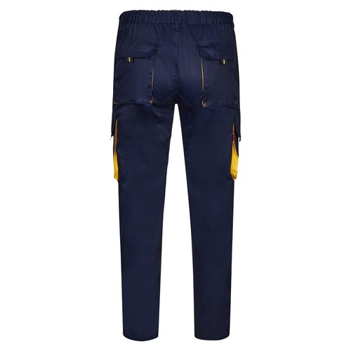 VL HYPNOS. Pantalón de sarga multibolsillos bicolor (200g/m²), en algodón (35%) y poliéster (65%)