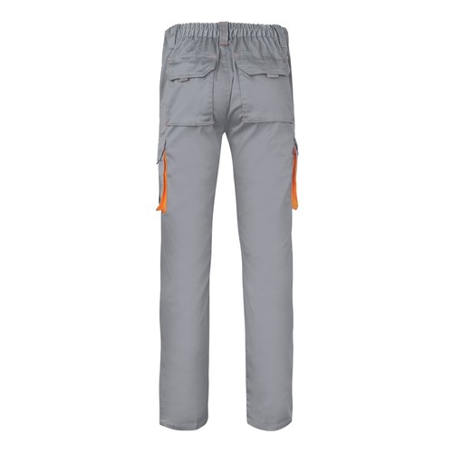 gris/naranja VL HYPNOS. Pantalón de sarga multibolsillos bicolor (200g/m²), en algodón (35%) y poliéster (65%)
