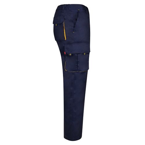 azul marino/amarillo VL HYPNOS. Pantalón de sarga multibolsillos bicolor (200g/m²), en algodón (35%) y poliéster (65%)