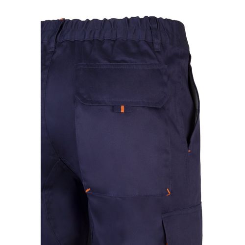 azul marino/naranja VL HYPNOS. Pantalón de sarga multibolsillos bicolor (200g/m²), en algodón (35%) y poliéster (65%)
