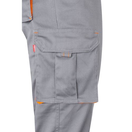 gris/naranja VL HYPNOS. Pantalón de sarga multibolsillos bicolor (200g/m²), en algodón (35%) y poliéster (65%)