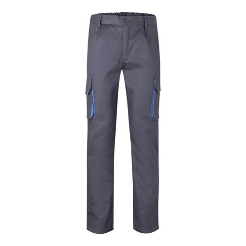 gris/azul claro VL HYPNOS. Pantalón de sarga multibolsillos bicolor (200g/m²), en algodón (35%) y poliéster (65%)