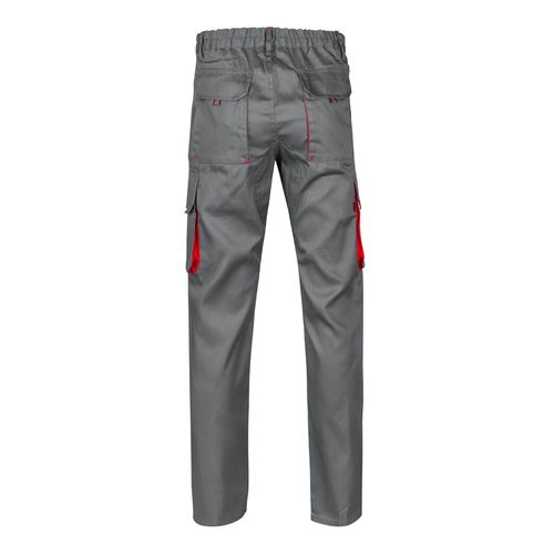 gris/rojo VL HYPNOS. Pantalón de sarga multibolsillos bicolor (200g/m²), en algodón (35%) y poliéster (65%)