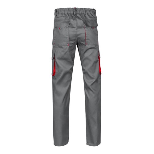 gris/rojo VL HYPNOS. Pantalón de sarga multibolsillos bicolor (200g/m²), en algodón (35%) y poliéster (65%)