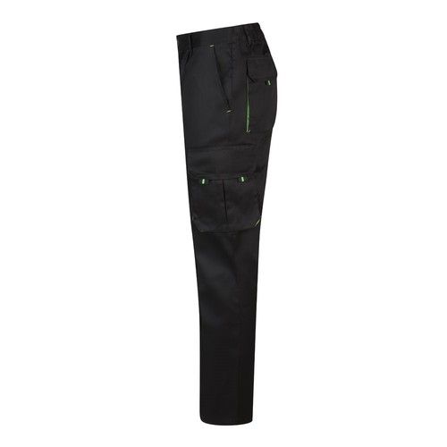 negro/verde VL HYPNOS. Pantalón de sarga multibolsillos bicolor (200g/m²), en algodón (35%) y poliéster (65%)