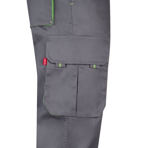 gris/verde VL HYPNOS. Pantalón de sarga multibolsillos bicolor (200g/m²), en algodón (35%) y poliéster (65%)