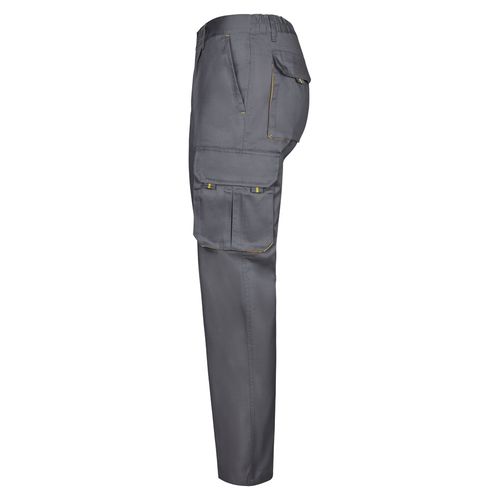 gris/amarillo VL HYPNOS. Pantalón de sarga multibolsillos bicolor (200g/m²), en algodón (35%) y poliéster (65%)