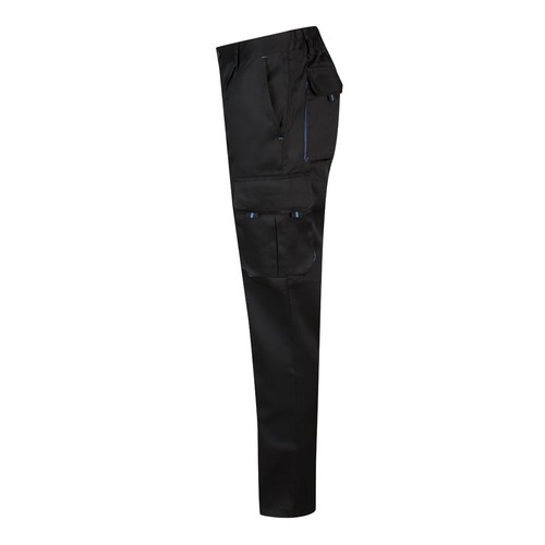 negro/azul claro VL HYPNOS. Pantalón de sarga multibolsillos bicolor (200g/m²), en algodón (35%) y poliéster (65%)