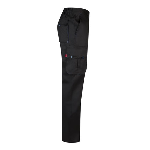 negro/azul claro VL HYPNOS. Pantalón de sarga multibolsillos bicolor (200g/m²), en algodón (35%) y poliéster (65%)