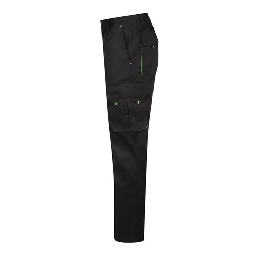 negro/verde VL HYPNOS. Pantalón de sarga multibolsillos bicolor (200g/m²), en algodón (35%) y poliéster (65%)