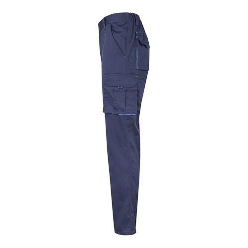 azul marino/azul claro VL HYPNOS. Pantalón de sarga multibolsillos bicolor (200g/m²), en algodón (35%) y poliéster (65%)