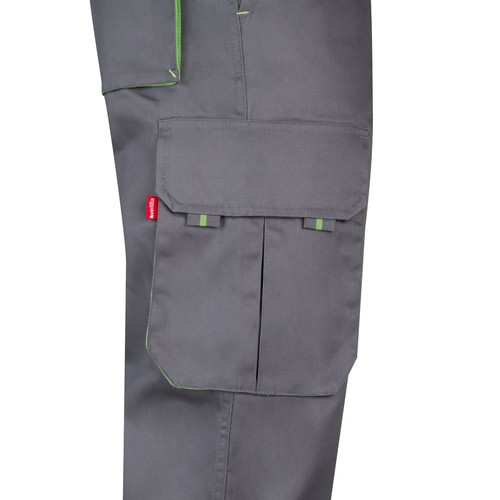gris/verde VL HYPNOS. Pantalón de sarga multibolsillos bicolor (200g/m²), en algodón (35%) y poliéster (65%)