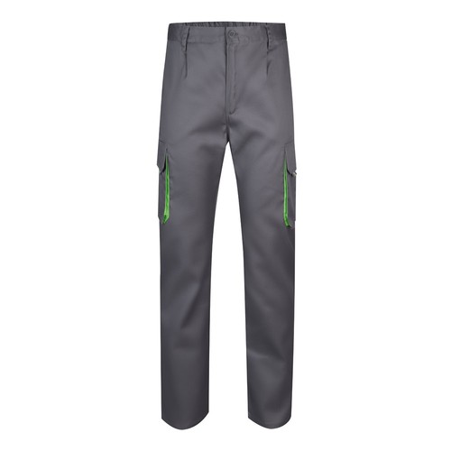 gris/verde VL HYPNOS. Pantalón de sarga multibolsillos bicolor (200g/m²), en algodón (35%) y poliéster (65%)