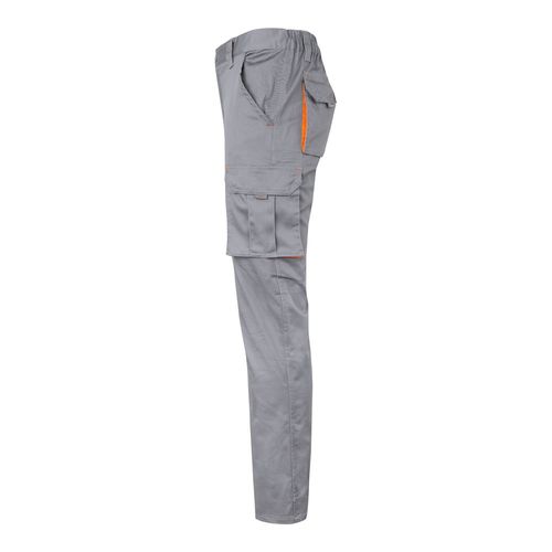 gris/naranja VL HYPNOS. Pantalón de sarga multibolsillos bicolor (200g/m²), en algodón (35%) y poliéster (65%)
