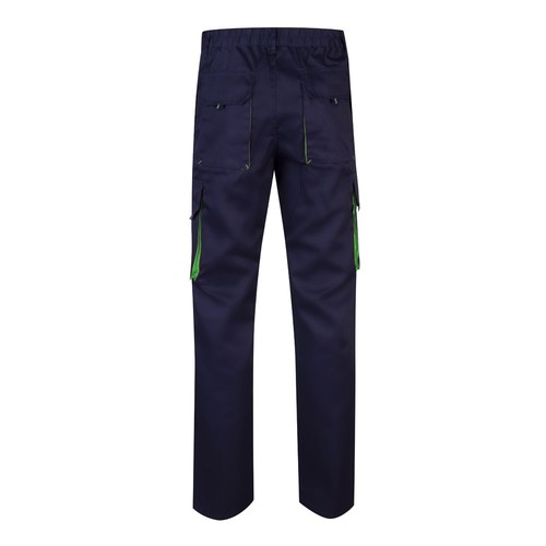 azul marino/verde VL HYPNOS. Pantalón de sarga multibolsillos bicolor (200g/m²), en algodón (35%) y poliéster (65%)