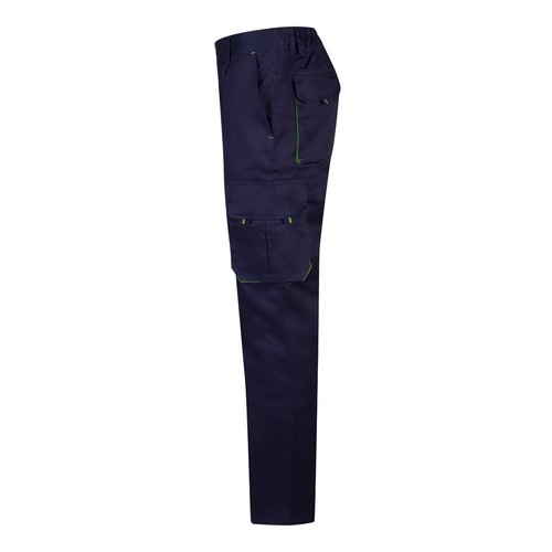 azul marino/verde VL HYPNOS. Pantalón de sarga multibolsillos bicolor (200g/m²), en algodón (35%) y poliéster (65%)
